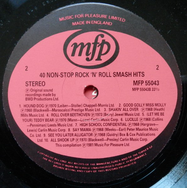 Unknown Artist : 40 Non Stop Rock 'n' Roll Smash Hits (2xLP, Comp)