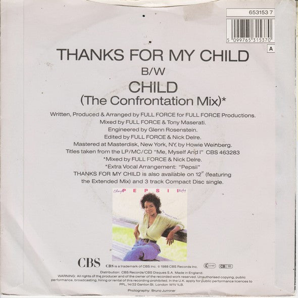 Cheryl Pepsii Riley : Thanks For My Child (7", Single)