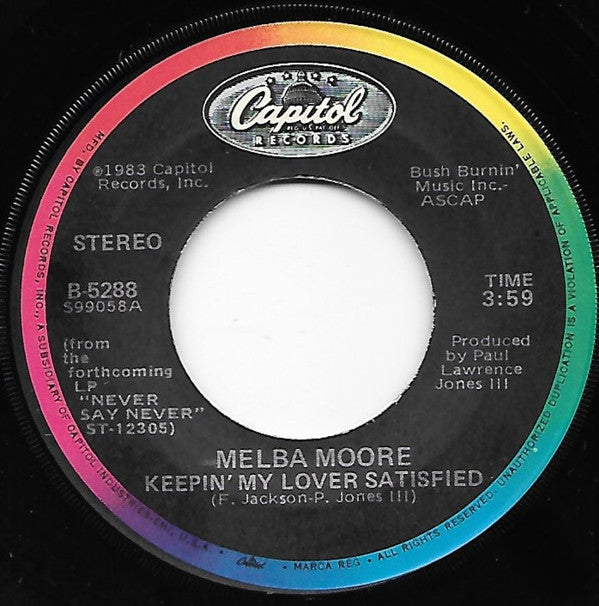 Melba Moore : Keepin' My Lover Satisfied (7", Single)