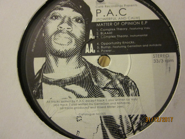 P.A.C : Matter Of Opinion E.P. (12", EP)