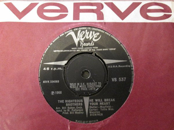 The Righteous Brothers : He / He Will Break Your Heart (7", Single)
