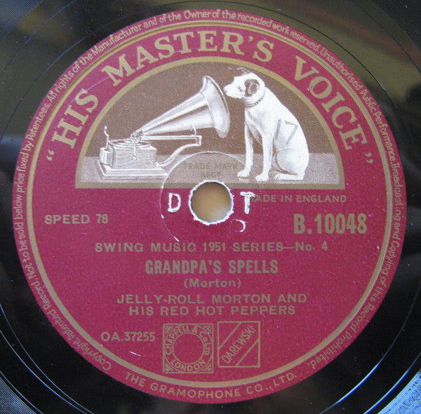 Jelly Roll Morton's Red Hot Peppers : Black Bottom Stomp / Grandpa's Spells (Shellac, 10")