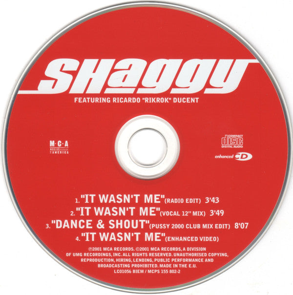 Shaggy Featuring Rik Rok : It Wasn't Me (CD, Single, Enh)