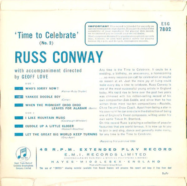 Russ Conway : Time To Celebrate No.2 (7")