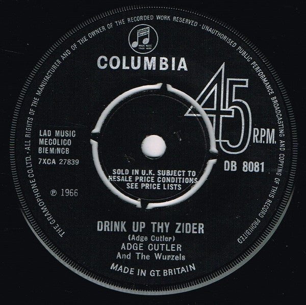 Adge Cutler & The Wurzels : Drink Up Thy Zider (7", Single, Pus)