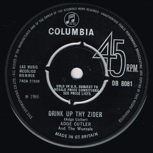 Adge Cutler & The Wurzels : Drink Up Thy Zider (7", Single, Pus)