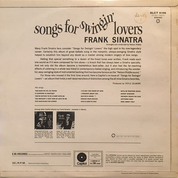 Frank Sinatra : Songs For Swingin' Lovers! (LP, RE)