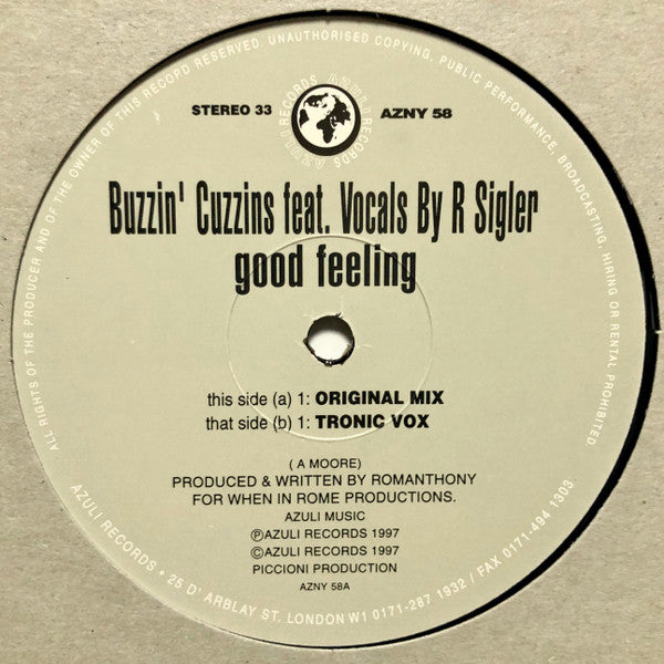 Buzzin Cuzzins Feat. Romanthony : Good Feeling (2x12")