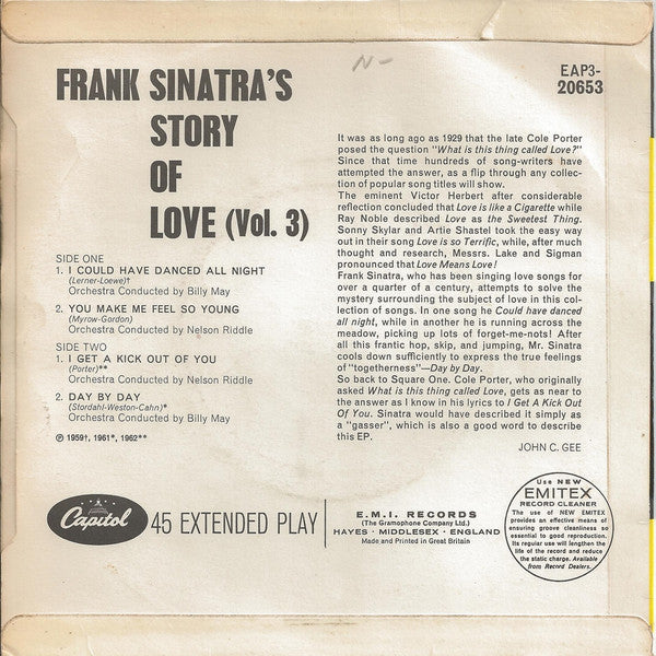 Frank Sinatra : Frank Sinatra's Story Of Love No. 3 (7", EP, Mono)