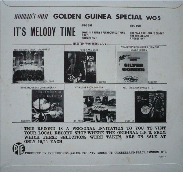 101 Strings : It's Melody Time Played By 101 Strings & Orchestra Del Oro (7", EP)