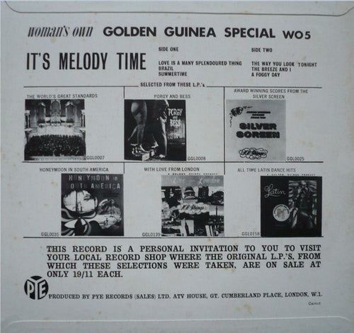 101 Strings : It's Melody Time Played By 101 Strings & Orchestra Del Oro (7", EP)