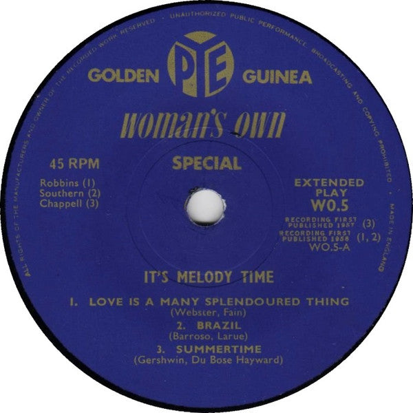 101 Strings : It's Melody Time Played By 101 Strings & Orchestra Del Oro (7", EP)