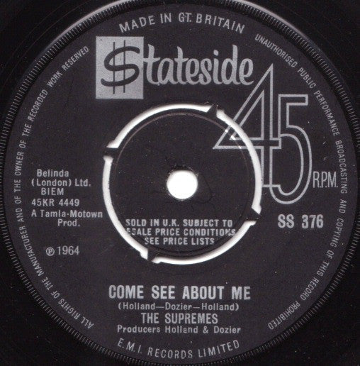 The Supremes : Come See About Me (7", Single)