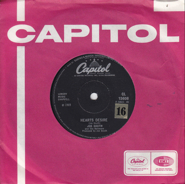 Joe South And The Believers : Don't It Make You Want To Go Home / Hearts Desire (7", Single)