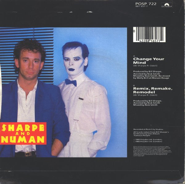 Sharpe & Numan : Change Your Mind (7", Single, Red)