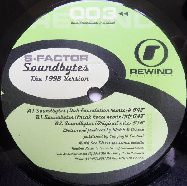 S. Factor : Soundbytes (The 1998 Version) (12")