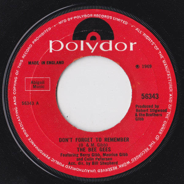 The Bee Gees* : Don't Forget To Remember (7", Single, Lar)