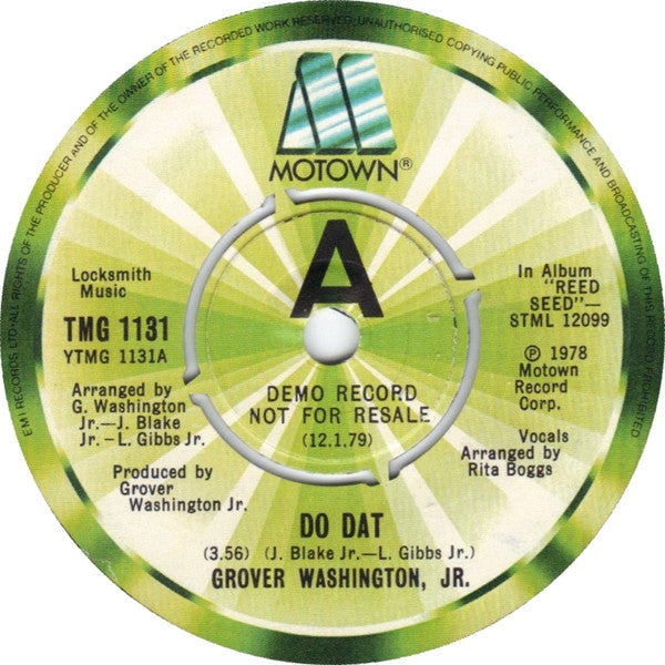 Grover Washington, Jr. : Do Dat / Reed Seed (Trio Tune) (7", Single, Promo)