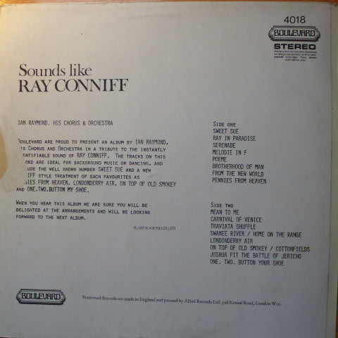Ian Raymond, His Chorus & Orchestra : Sounds Like Ray Conniff (LP, Album)
