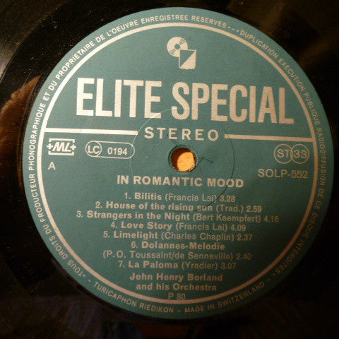 John Henry Borland And His Orchestra : In Romantic Mood (LP, Album)