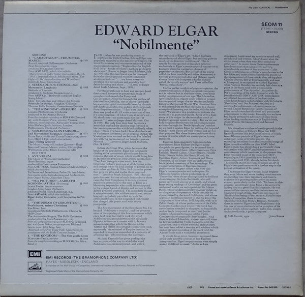 Sir Edward Elgar : 'Nobilmente' (LP, Comp, Smplr)