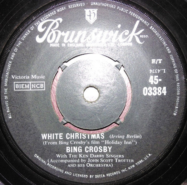 Bing Crosby : White Christmas (7", Single, RE, 4-P)