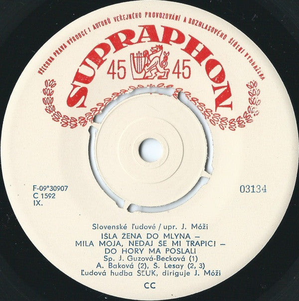 SĽUK's Popular Orchestra : Išla Žena Do Mlyna (7", EP, Mono)