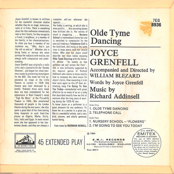 Joyce Grenfell : Old Tyme Dancing (7", EP)