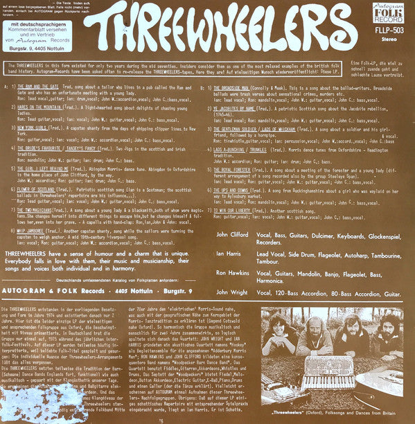 Threewheelers : Portrait Of A Lively British Folkgroup (LP, Album)