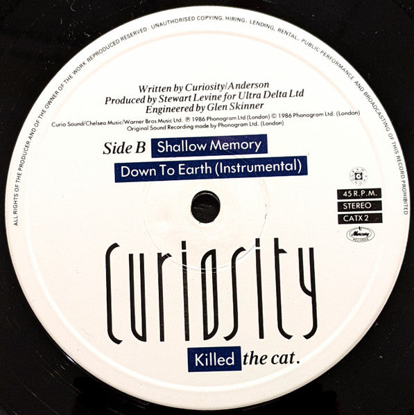 Curiosity Killed The Cat : Down To Earth (Extended Mix) (12", Single)