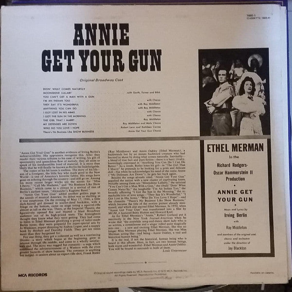 "Annie Get Your Gun" Original Broadway Cast, Ethel Merman With Ray Middleton : Annie Get Your Gun (LP, RE)