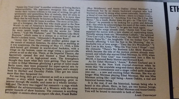 "Annie Get Your Gun" Original Broadway Cast, Ethel Merman With Ray Middleton : Annie Get Your Gun (LP, RE)