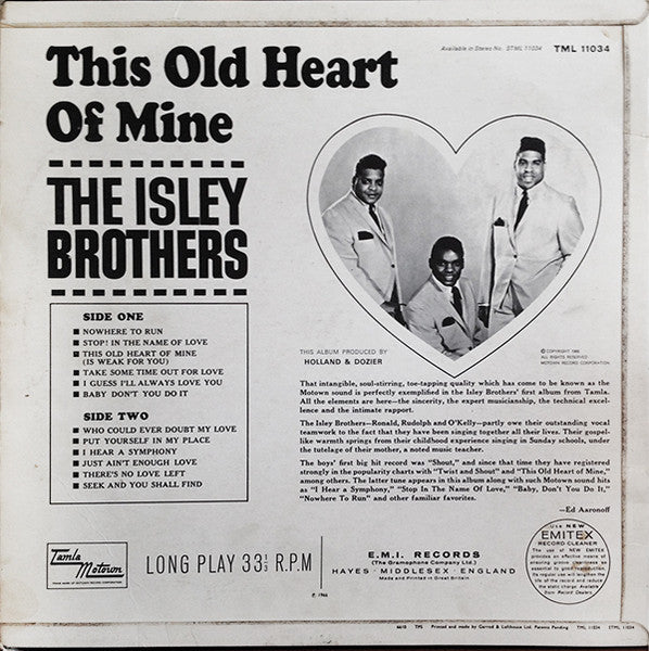 The Isley Brothers : This Old Heart Of Mine (LP, Album, Mono)
