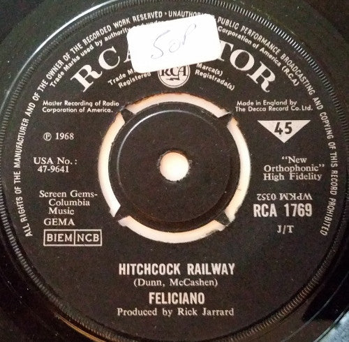 José Feliciano : Hitchcock Railway / Hi Heel Sneakers (7", Single)