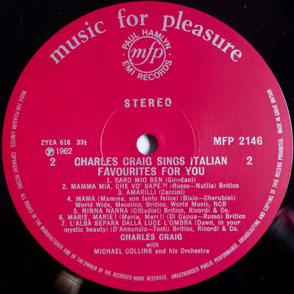Charles Craig (2) : Charles Craig Sings Italian Favourites For You (LP, Album)