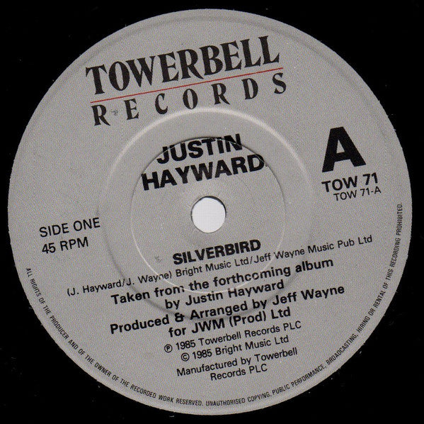 Justin Hayward : Silverbird (7", Single, Gat)
