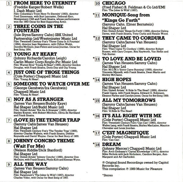 Frank Sinatra : Screen Sinatra (CD, Comp, Mono)