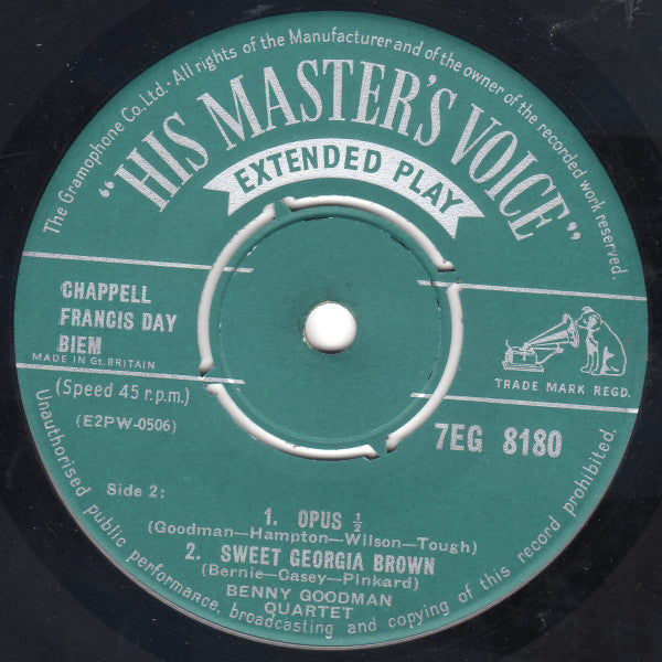 The Benny Goodman Quartet : The Famous Quartet (No. 2) (7", EP, Mono)