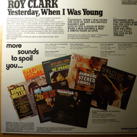 Roy Clark : Yesterday, When I Was Young (LP, Album, RE)