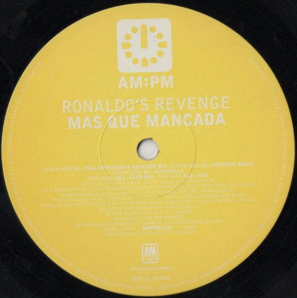 Ronaldo's Revenge : Mas Que Mancada (Full Intention Mixes) (12", Promo)