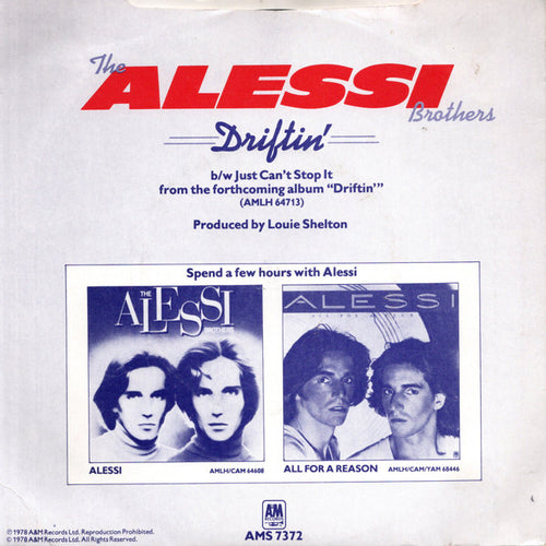 Alessi : Driftin' / Just Can't Stop It (7", Pic)