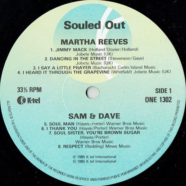 Martha Reeves, Sam & Dave, Percy Sledge, Gladys Knight And The Pips : Souled Out (LP, Comp)