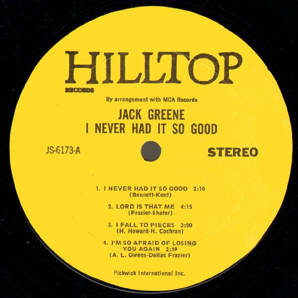 Jack Greene : I Never Had It So Good (LP, Album, RE)