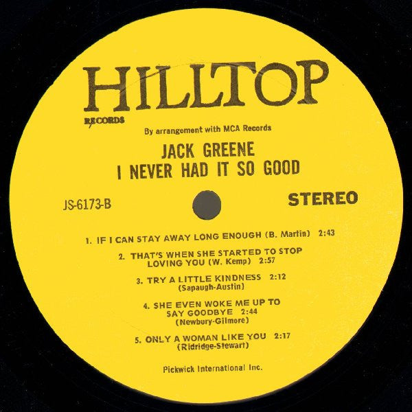 Jack Greene : I Never Had It So Good (LP, Album, RE)