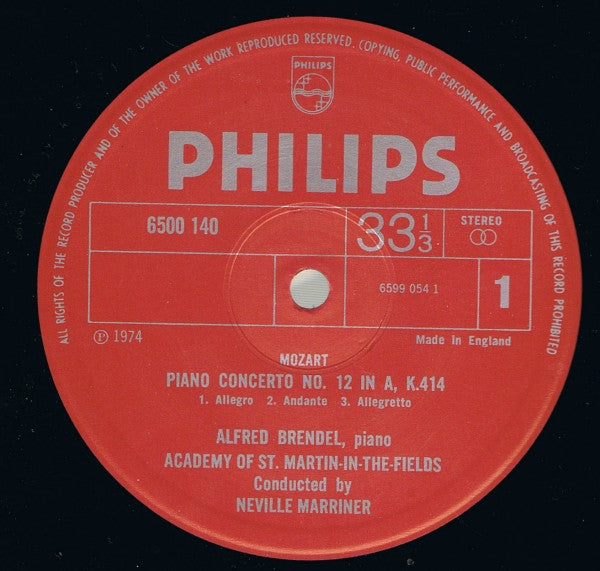 Alfred Brendel Plays Wolfgang Amadeus Mozart, The Academy Of St. Martin-in-the-Fields, Sir Neville Marriner : Piano Concertos K. 414 And K. 453 (LP)