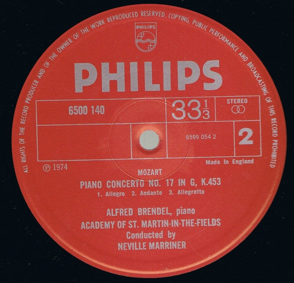 Alfred Brendel Plays Wolfgang Amadeus Mozart, The Academy Of St. Martin-in-the-Fields, Sir Neville Marriner : Piano Concertos K. 414 And K. 453 (LP)