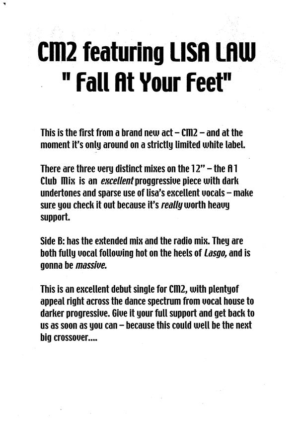 CM2 : Fall At Your Feet (12")