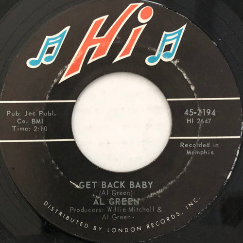 Al Green : Tired Of Being Alone / Get Back Baby (7", Single, Styrene, PRC)