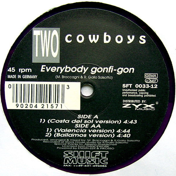 Two Cowboys : Everybody Gonfi-Gon (12", Tra)