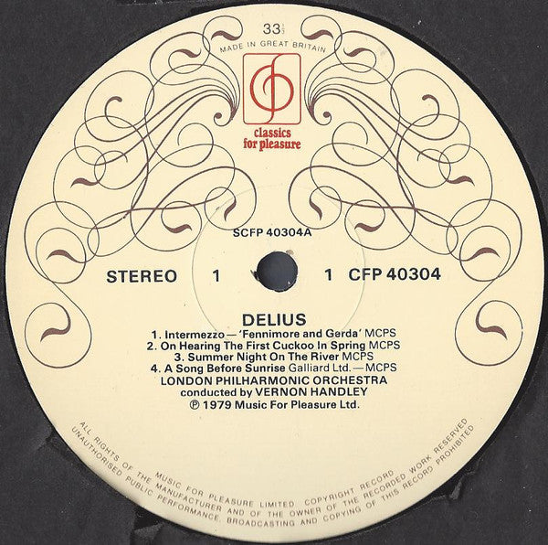 Frederick Delius, London Philharmonic Orchestra, Vernon Handley : Orchestral Works (LP)